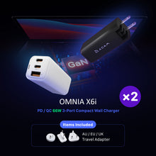 Load image into Gallery viewer, OMNIA X6i PD / QC 66W Compact Wall Charger X2