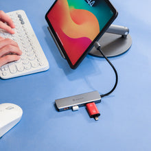 Load image into Gallery viewer, CASA Hub A04 USB-C Gen2 SuperSpeed 4-in-1 Hub ＋ iKlips DUO+ Apple Lightning Flash Drive (128G)
