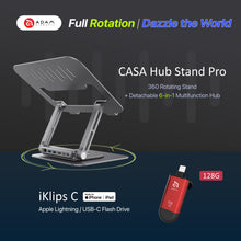 Load image into Gallery viewer, CASA Hub Stand Pro USB-C 6-in-1 Laptop Stand Hub + iKlips C Apple Lightning/USB-C Flash Drive
