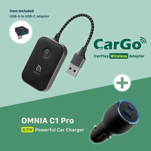 Load image into Gallery viewer, CarGo CarPlay Wireless Adapter + OMNIA C1 Pro 83W Powerful Car Charger
