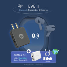 Load image into Gallery viewer, EVE II  Bluetooth Transmitter &amp; Receiver + OMNIA Pro 100W Super Charging Kit
