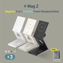 Load image into Gallery viewer, Mag Z - Magnetic 3-in-1 Foldable Travel Charging Station (3 pcs)
