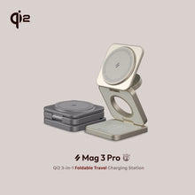 Load image into Gallery viewer, Mag 3 Pro Qi2 3-in-1 Foldable Travel Charging Station
