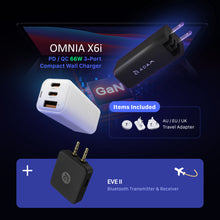 Load image into Gallery viewer, OMNIA X6i PD / QC 66W Compact Wall Charger + EVE II  Bluetooth Transmitter &amp; Receiver
