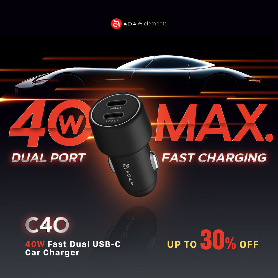 C40	40W Fast Dual USB-C Car Charger