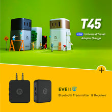 Load image into Gallery viewer, OMNIA T45 Universal Travel Adapter + EVE II Bluetooth Transmitter &amp; Receiver
