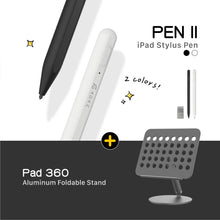 Load image into Gallery viewer, PEN II iPad Stylus Pen + Pad 360 Aluminum Foldable Stand
