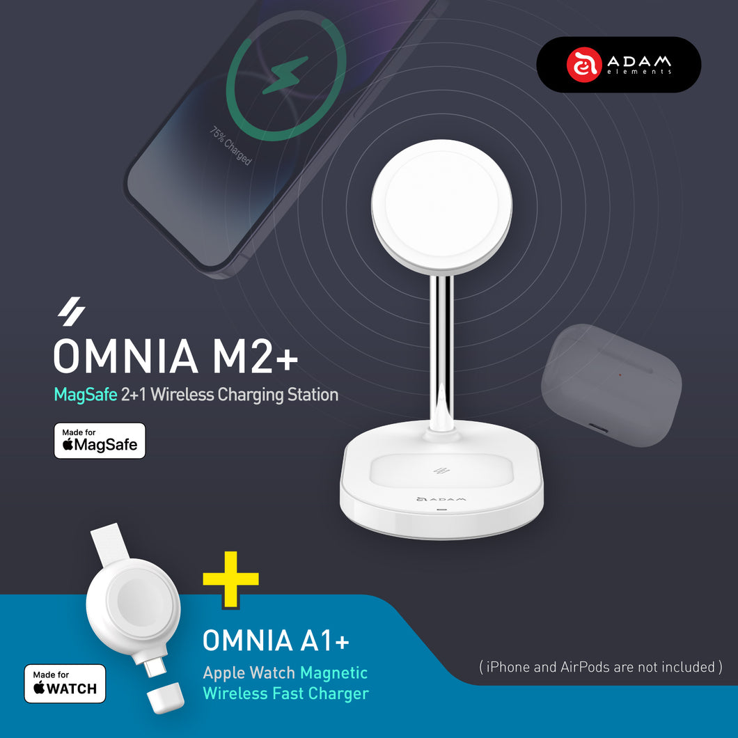 OMNIA M2+ MagSafe 2 +1 Wireless Charging Station + OMNIA A1+ Apple Watch Magnetic Wireless Fast Charger