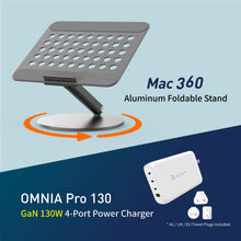 Load image into Gallery viewer, Mac 360 Aluminum Foldable Stand + OMNIA Pro 130 - 130W 4-Port Power Charger
